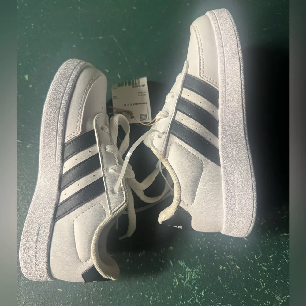 Kids Adidas Black and White Breaknet 2.0 Tennis Sneakers - 12K